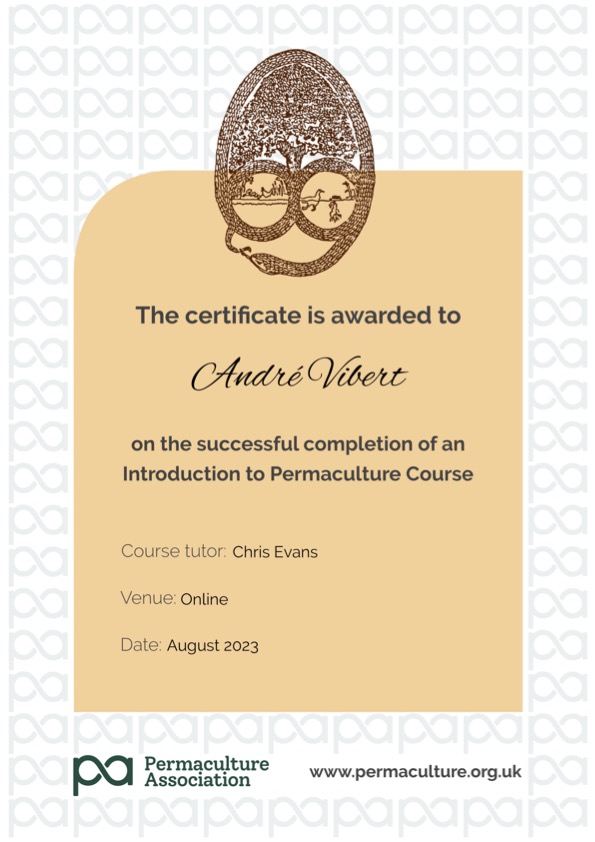 Introduction to Permaculture certificate