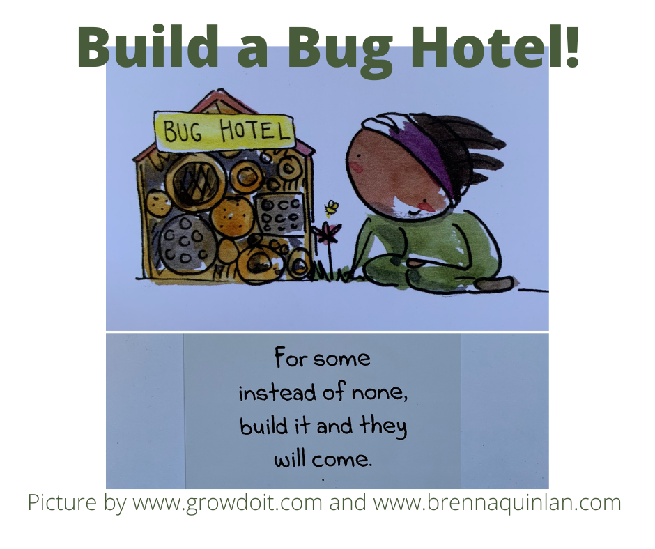 Build a Bug Hotel invitation using Brenna Quinlan's art (by permission)