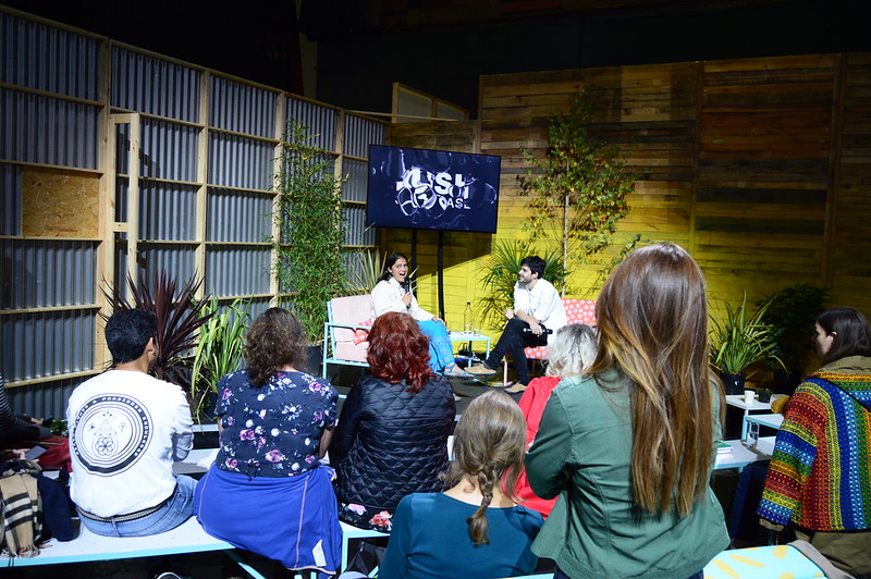 Looby Macnamara, Permaculture Association member and Permaculture Magazine author speaking at the Lush Showcase 2018