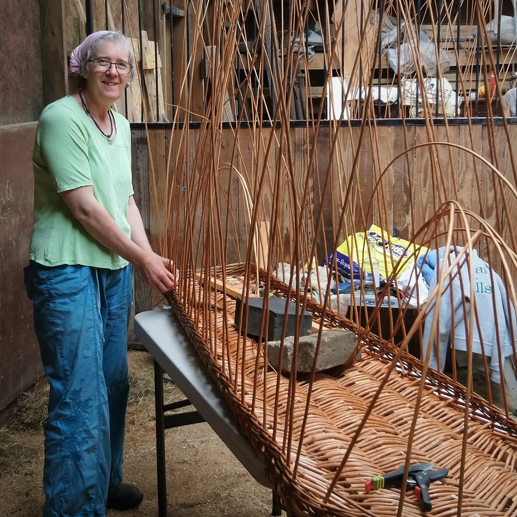 Ruth making the eco coffin in her workshop