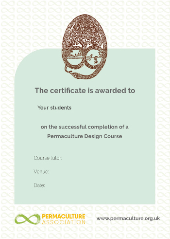 Permaculture Association PDC design course certificate preview