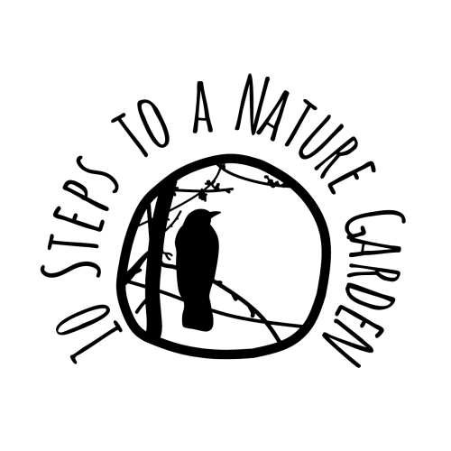 Image of Blackbird and the words "10 Steps to a Nature Garden"